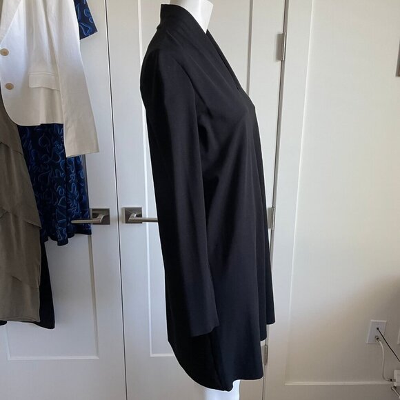 COS Minimalist Contemporary LS VNeck Lyocell Nylon Blend A Line Dress Black XS - Picture 3 of 13